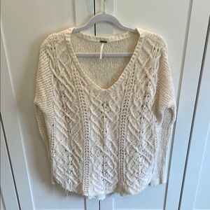 Free People Women's Cream Cable Knit Sweater